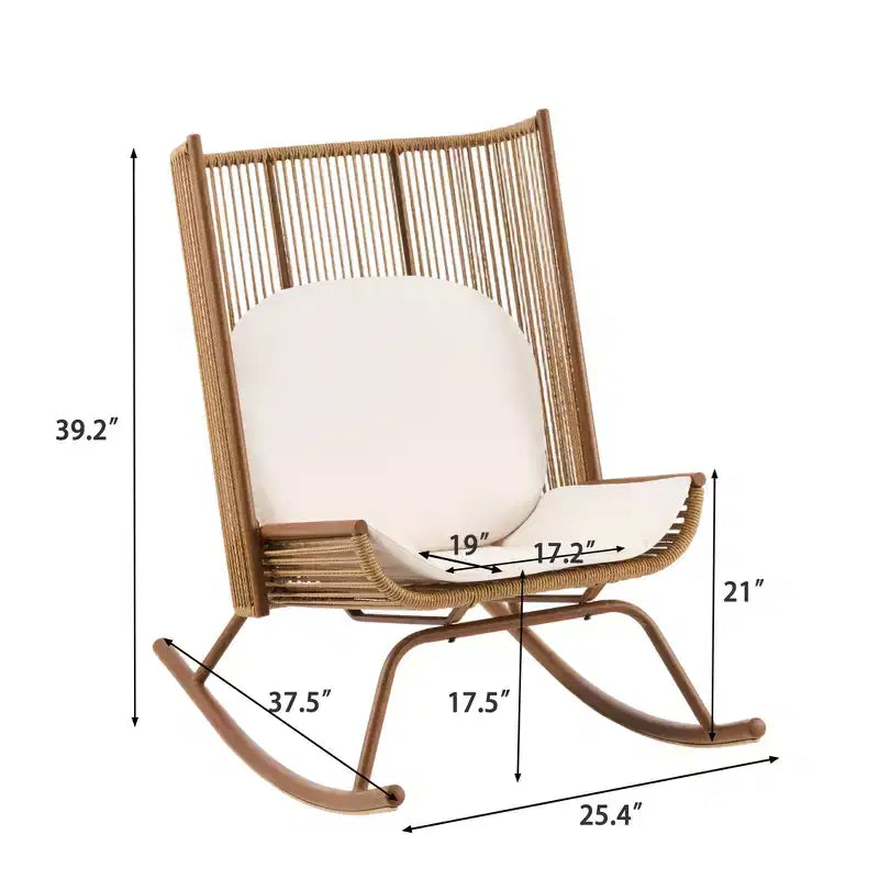 Christopher Knight Home Ved - Ensemble repas 3 pièces pour patio style ferme avec table en bois d'acacia et chaises berçantes en fer