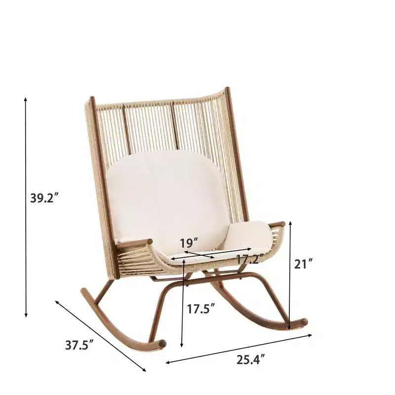 Christopher Knight Home Ved - Ensemble repas 3 pièces pour patio style ferme avec table en bois d'acacia et chaises berçantes en fer