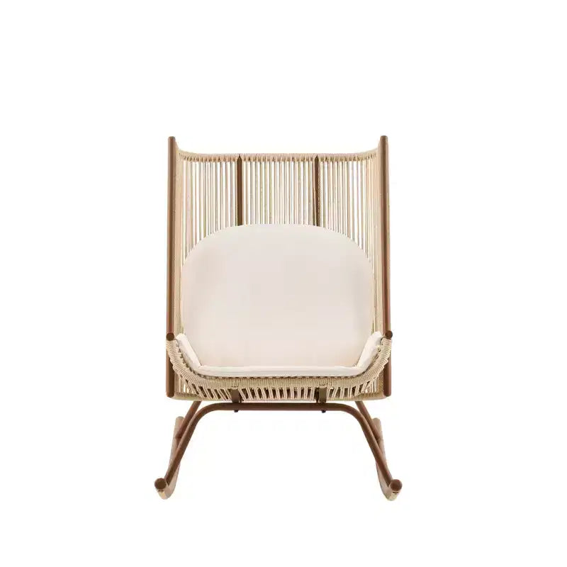 Christopher Knight Home Ved - Ensemble repas 3 pièces pour patio style ferme avec table en bois d'acacia et chaises berçantes en fer