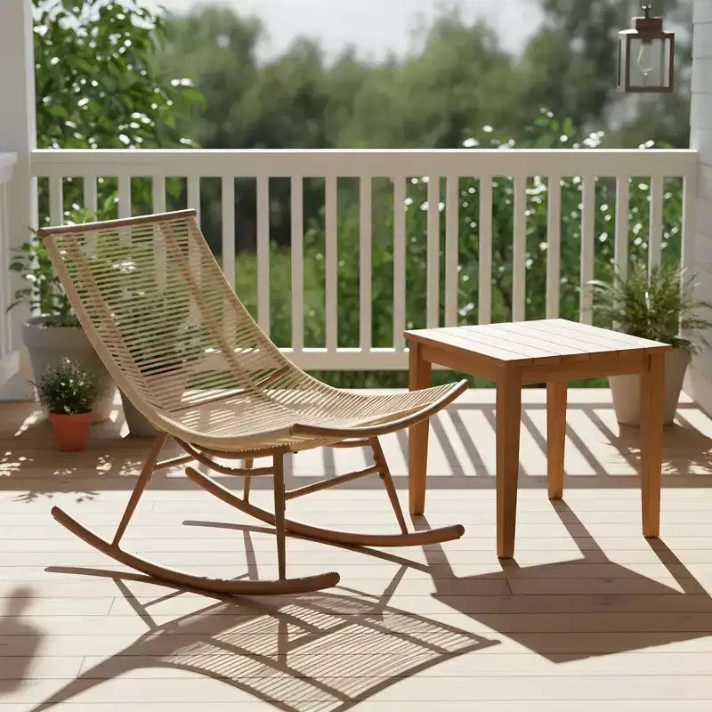 Christopher Knight Home Abhay Ensemble de salle à manger d'extérieur 2 pièces de style Ferme avec table en bois d'acacia et fauteuil à bascule en fer