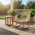Christopher Knight Home Hanneli Farmhouse 2 Piece Patio Dining Set with Acacia Wood Table and Iron Rocking Chair