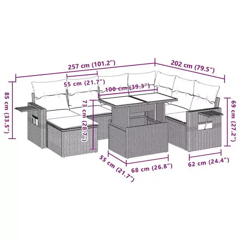 vidaXL Ensemble de canapé de jardin modulable avec coussins en diverses couleurs