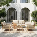 Christopher Knight Home Anil 5 Piece Patio Acacia Wood and Rope Seating Set with Slatted Table