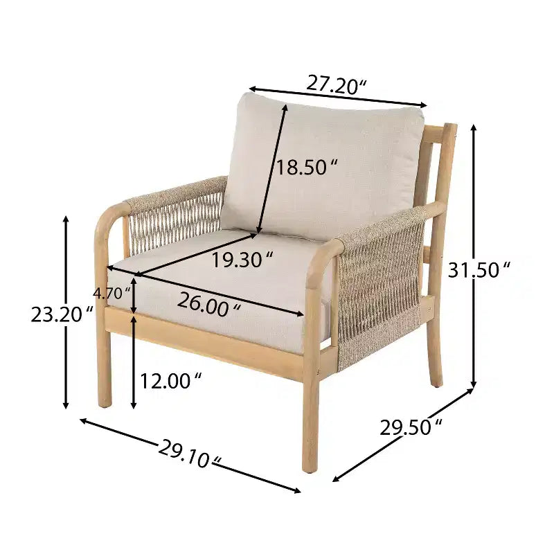 Christopher Knight Home Anil, ensemble de 5 meubles de jardin en bois d'acacia et corde avec table à lattes