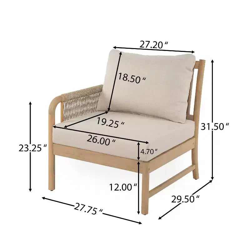 Christopher Knight Home Anil, ensemble de 5 meubles de jardin en bois d'acacia et corde avec table à lattes