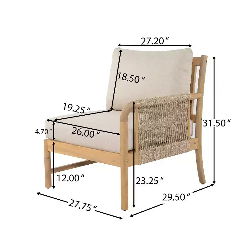 Christopher Knight Home Anil, ensemble de 5 meubles de jardin en bois d'acacia et corde avec table à lattes