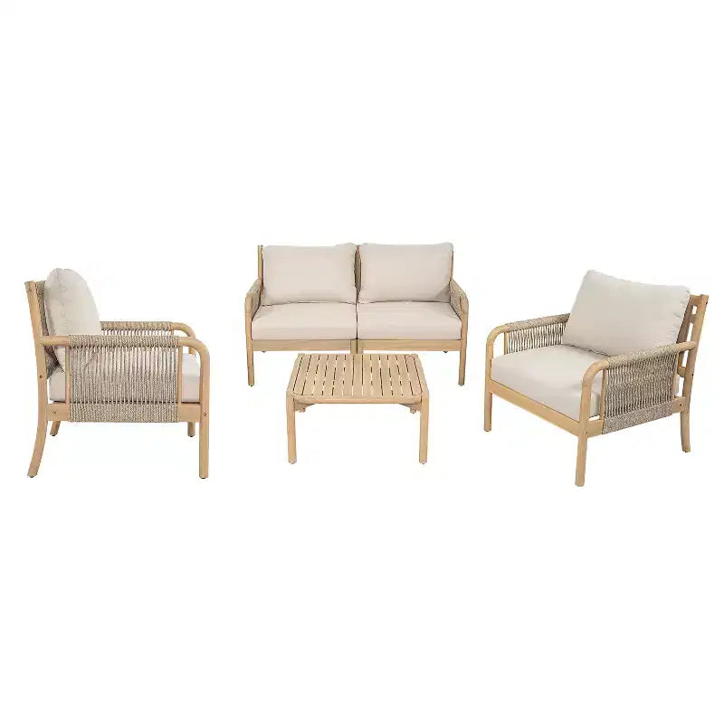 Christopher Knight Home Anil, ensemble de 5 meubles de jardin en bois d'acacia et corde avec table à lattes