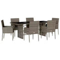 vidaXL Trendy Garden Dining Set with Cushions Poly Rattan
