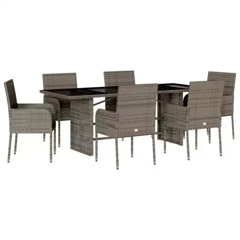 vidaXL Trendy Garden Dining Set with Cushions Poly Rattan