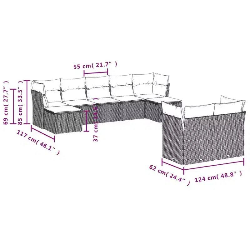 vidaXL Salon de jardin modulaire avec coussins et rangements