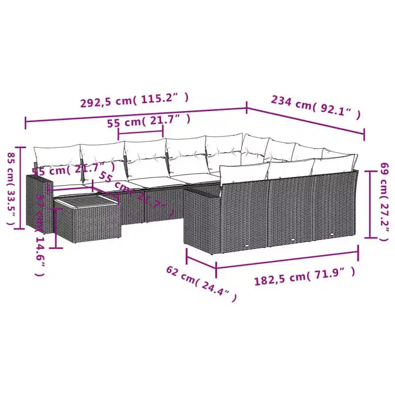 vidaXL Salon de jardin modulaire moderne avec coussins