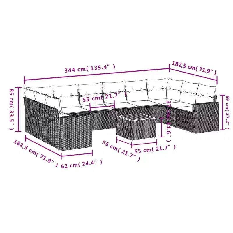 vidaXL Salon de jardin modulaire moderne avec coussins