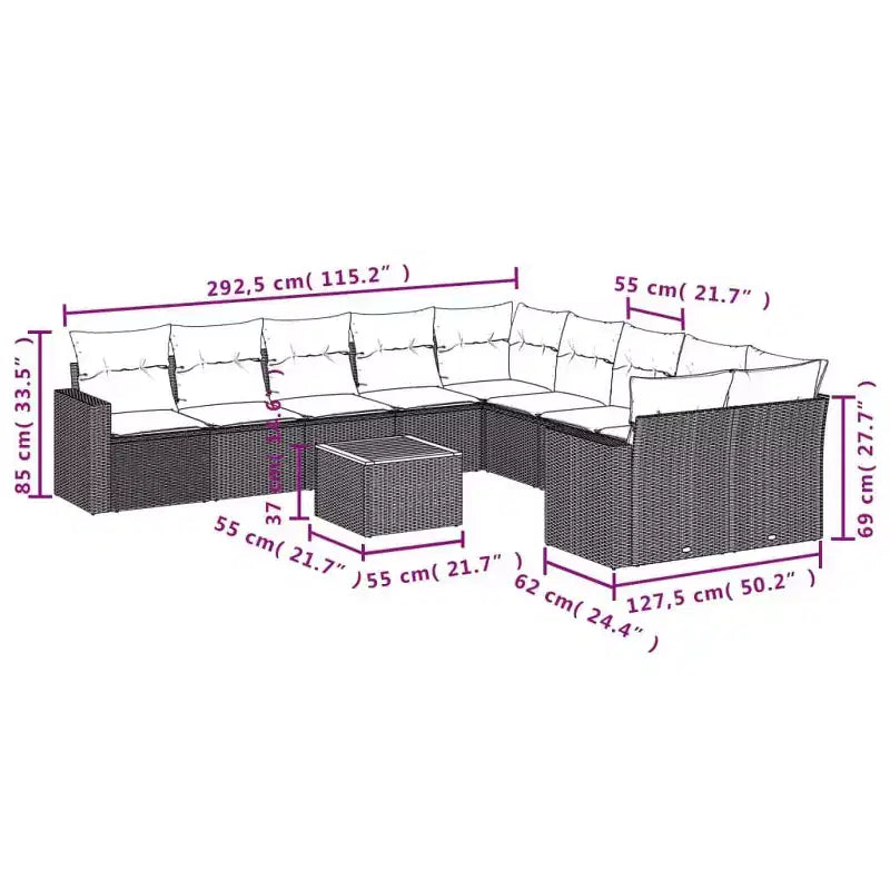 vidaXL Salon de jardin modulaire moderne avec coussins