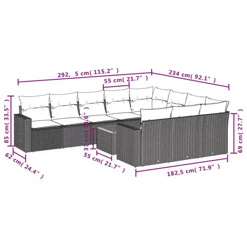 vidaXL Salon de jardin modulaire moderne avec coussins