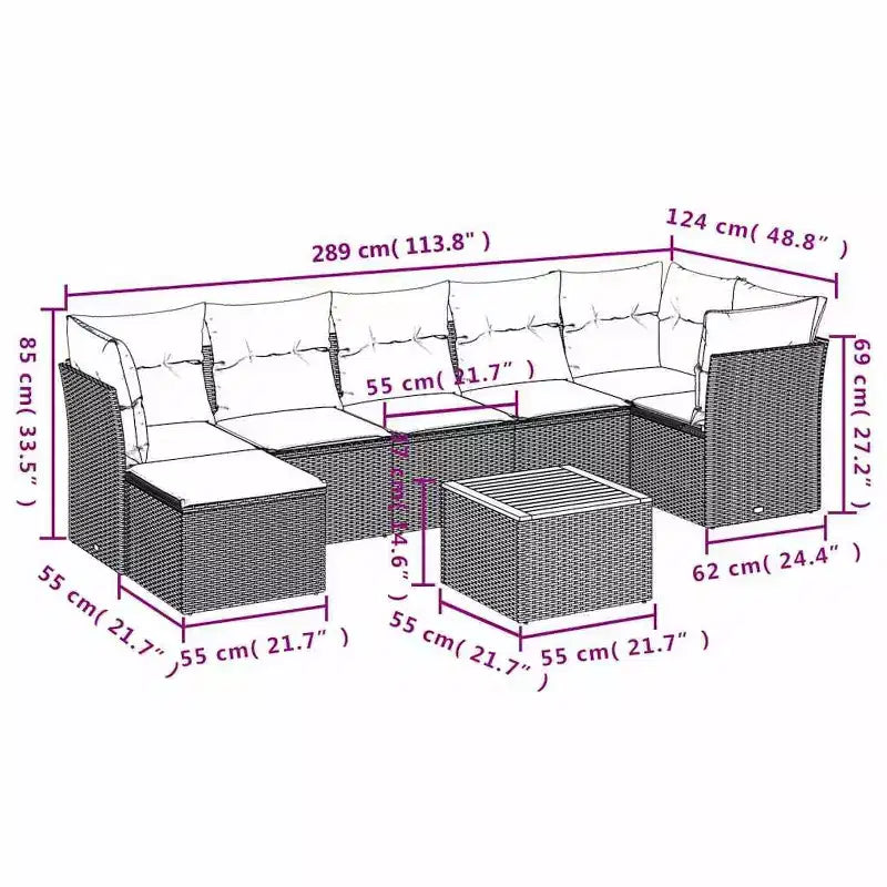vidaXL Salon de jardin modulable avec coussins, diverses couleurs