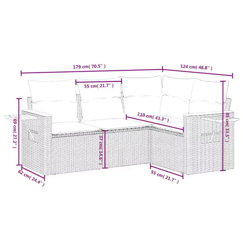 vidaXL Ensemble de canapés de jardin modulables avec coussins et rangements - Plusieurs coloris disponibles