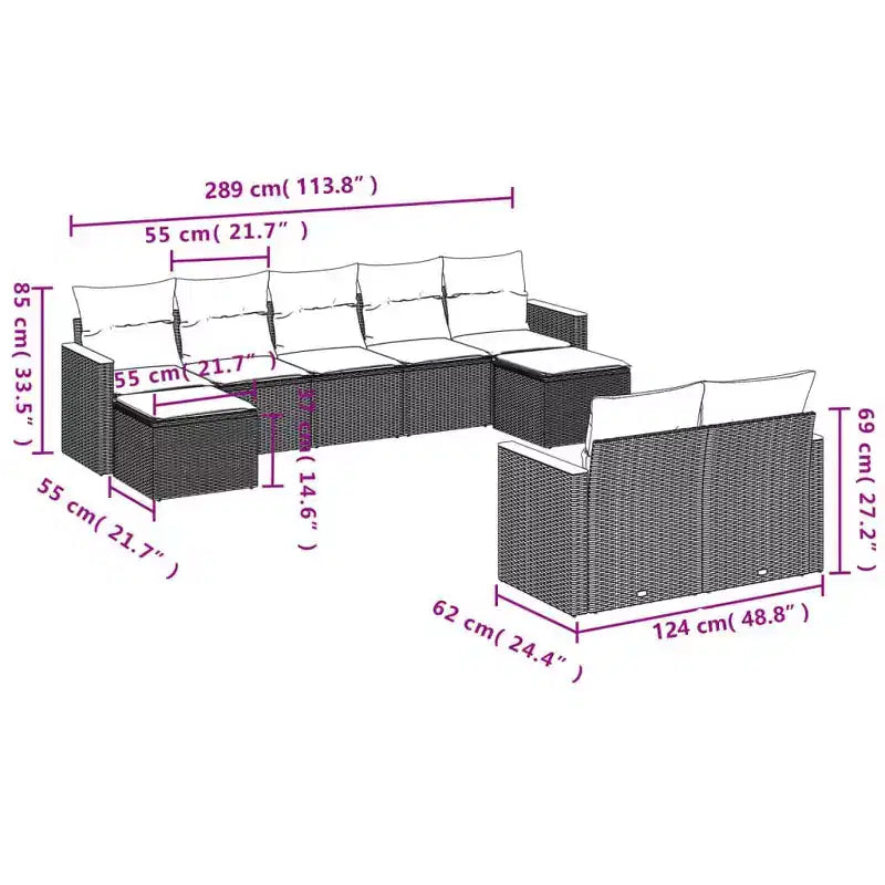 vidaXL Salon de jardin avec coussins, disponible en plusieurs coloris