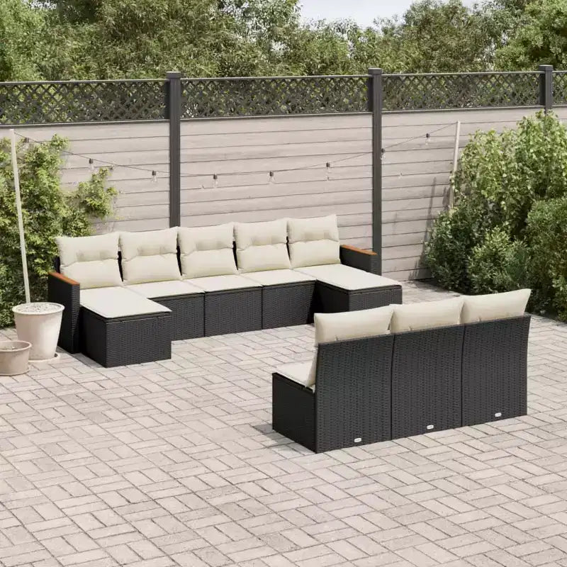 vidaXL Salon de jardin modulable avec coussins - Résine tressée et bois d'acacia