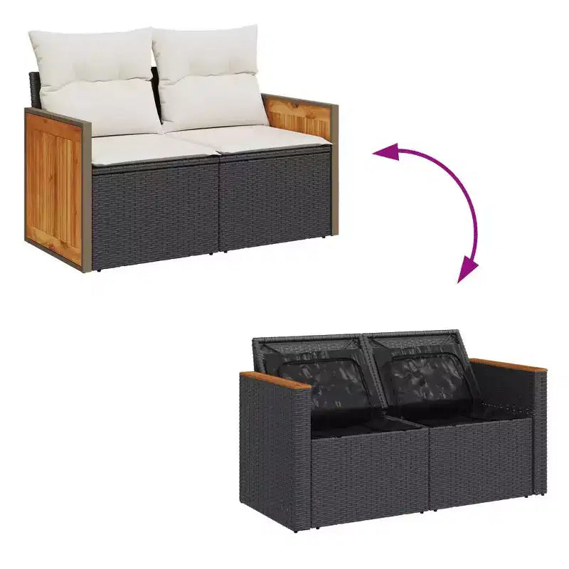 vidaXL Salon de jardin - Résine tressée avec coussins