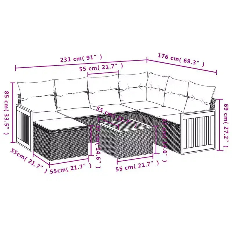 vidaXL Salon de jardin avec coussins et rangement