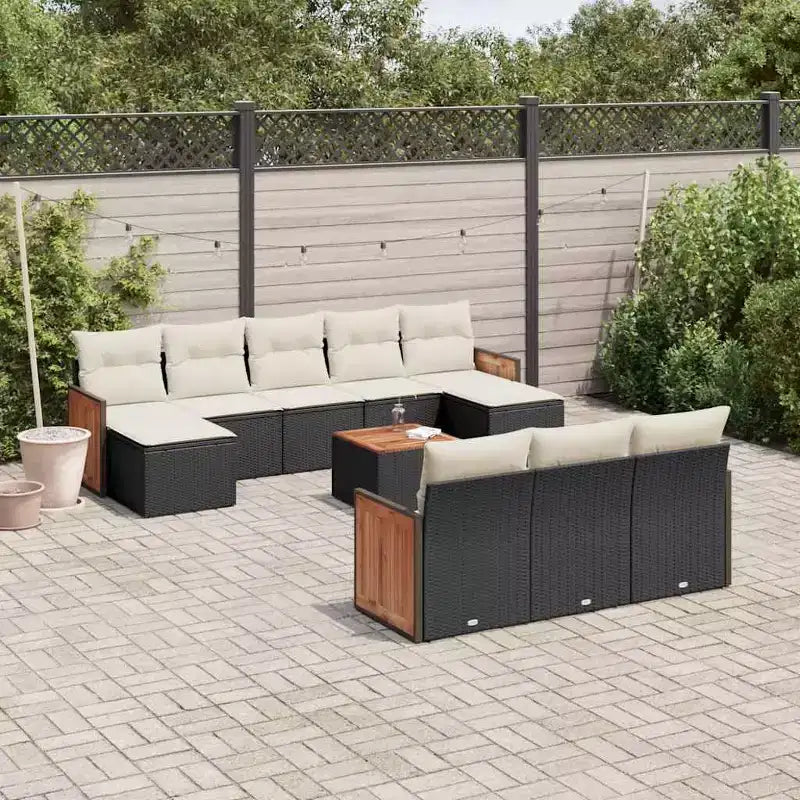 vidaXL Salon de jardin en résine tressée avec coussins en rotin PE