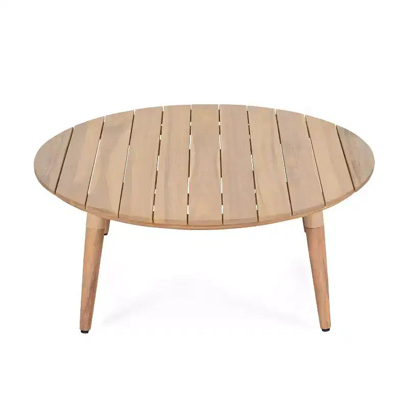 Ensemble de conversation d'extérieur moderne 5 pièces Christopher Knight Home Mah en aluminium avec table basse ronde à lattes en bois d'acacia