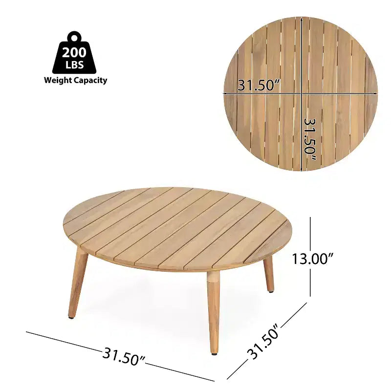 Ensemble de conversation d'extérieur moderne 5 pièces Christopher Knight Home Mah en aluminium avec table basse ronde à lattes en bois d'acacia