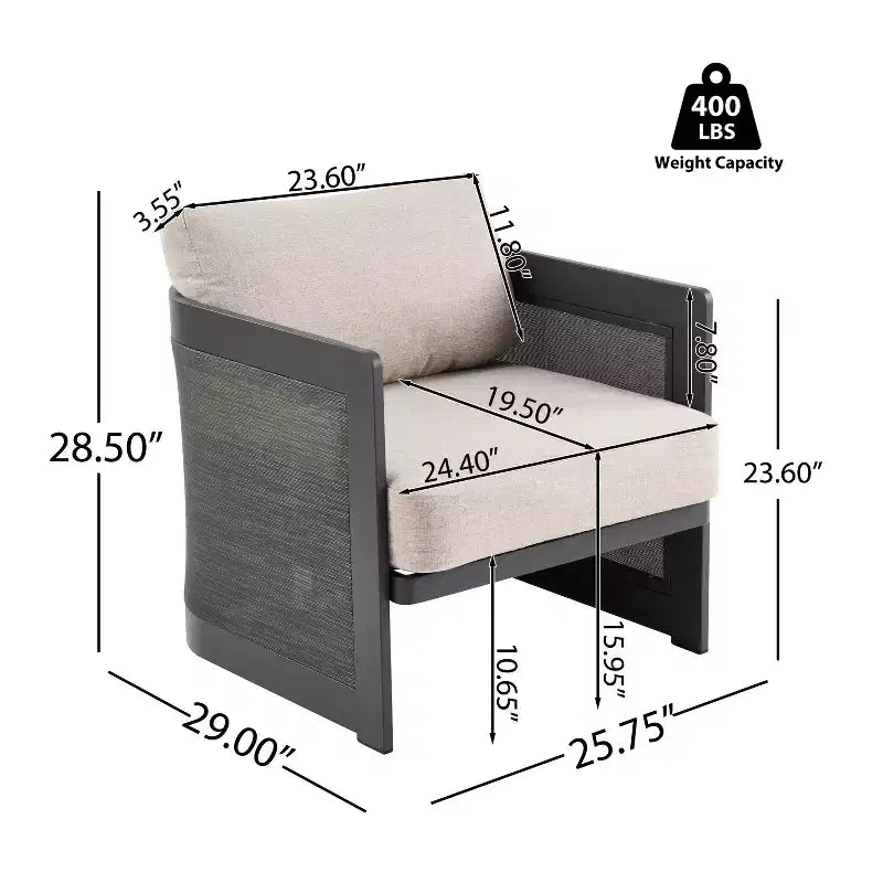 Ensemble de conversation d'extérieur moderne 5 pièces Christopher Knight Home Mah en aluminium avec table basse ronde à lattes en bois d'acacia