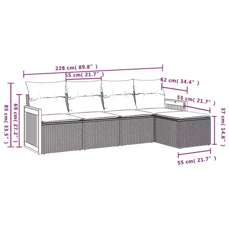 vidaXL Salon de jardin modulaire en résine tressée