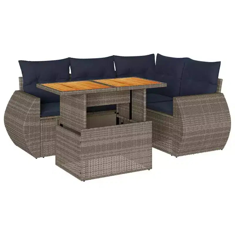 vidaXL Patio Sofa Set with Cushions Poly Rattan