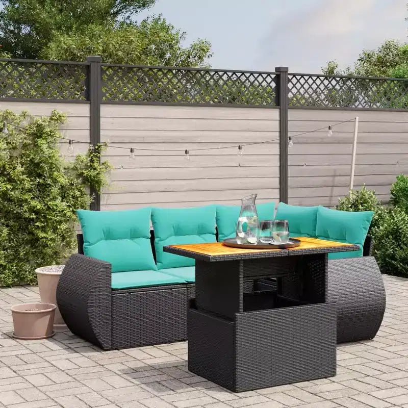 vidaXL Salon de jardin avec coussins en résine tressée