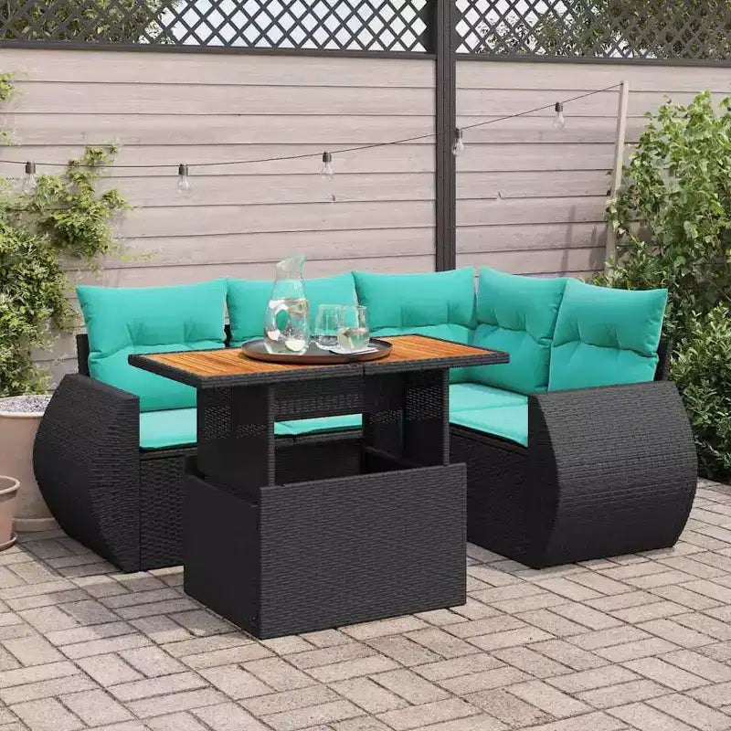 vidaXL Salon de jardin avec coussins en résine tressée