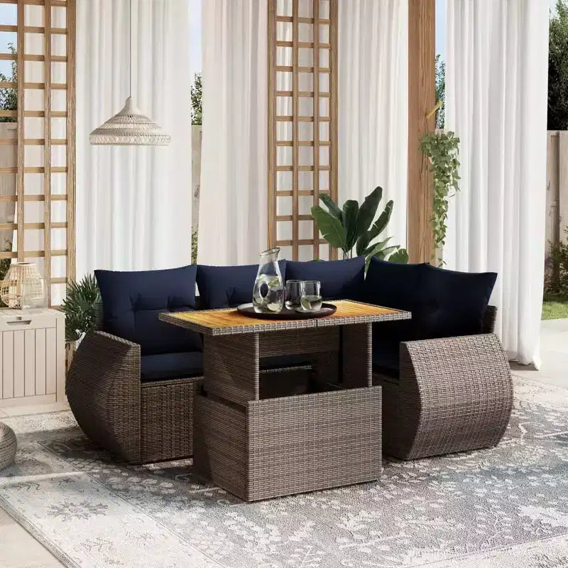 vidaXL Salon de jardin avec coussins en résine tressée
