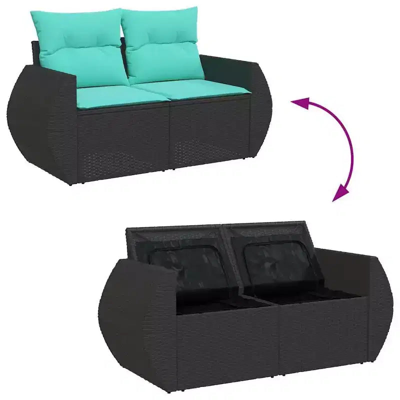 vidaXL Salon de jardin avec coussins en résine tressée