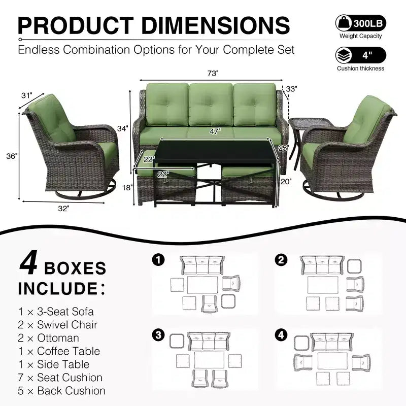 Ensemble de canapés d'extérieur UPTIOT Premium avec fauteuils pivotants et poufs multifonctionnels