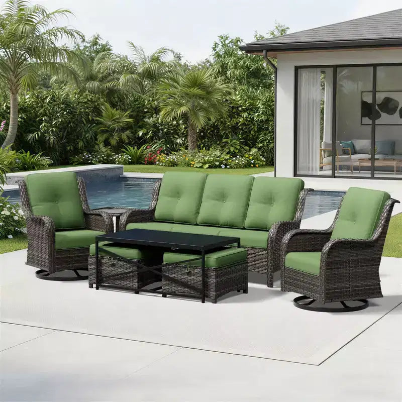 Ensemble de canapés d'extérieur UPTIOT Premium avec fauteuils pivotants et poufs multifonctionnels