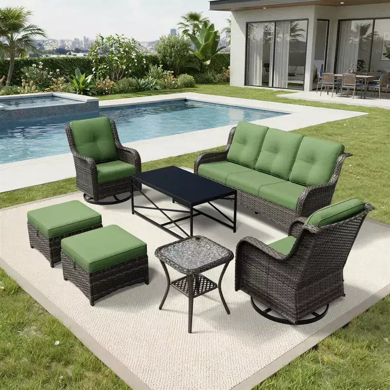 Ensemble de canapés d'extérieur UPTIOT Premium avec fauteuils pivotants et poufs multifonctionnels