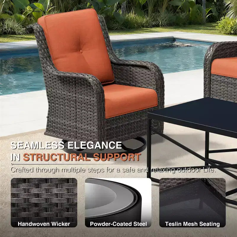 Ensemble de canapés d'extérieur UPTIOT Premium avec fauteuils pivotants et poufs multifonctionnels