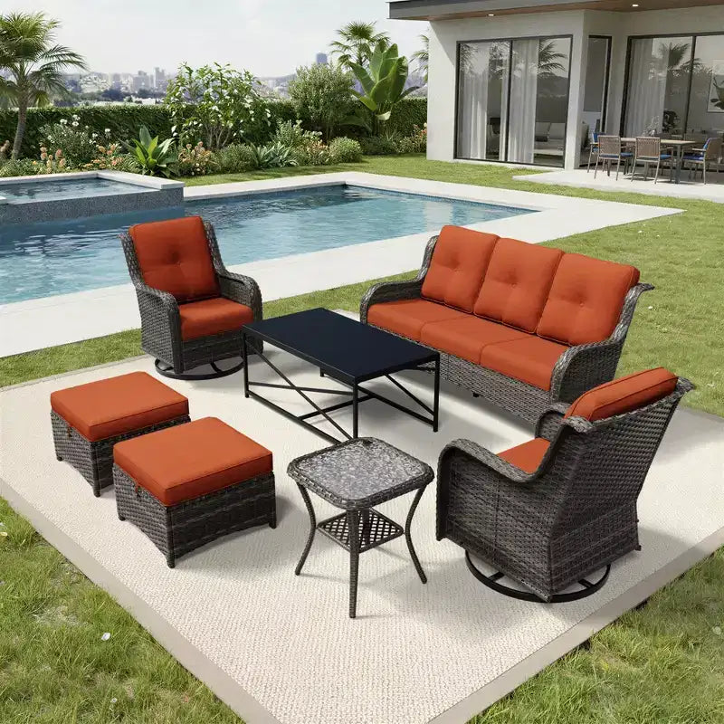 Ensemble de canapés d'extérieur UPTIOT Premium avec fauteuils pivotants et poufs multifonctionnels