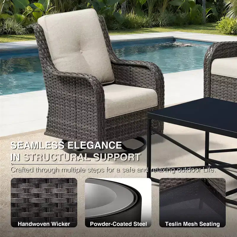 Ensemble de canapés d'extérieur UPTIOT Premium avec fauteuils pivotants et poufs multifonctionnels