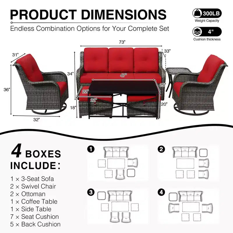 Ensemble de canapés d'extérieur UPTIOT Premium avec fauteuils pivotants et poufs multifonctionnels