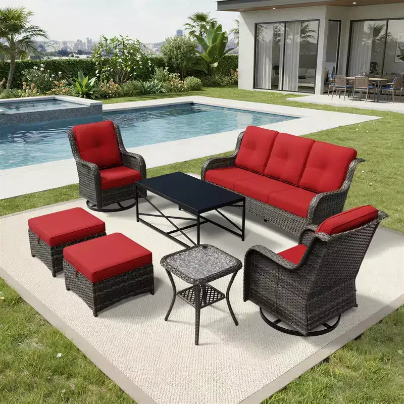 Ensemble de canapés d'extérieur UPTIOT Premium avec fauteuils pivotants et poufs multifonctionnels
