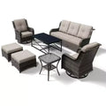 UPTIOT Premium Outdoor Sofa Set with Swivel Chairs and Multi-Functional Ottomans