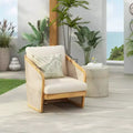 Whisen 1 Piece Outdoor Acacia Wood Club Chair, Patio Lounge Chair with Cushions