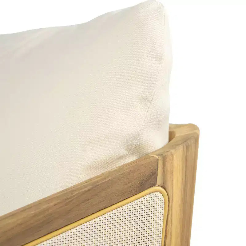 Whisen Fauteuil de club d'extérieur en bois d'acacia 1 pièce, chaise longue de patio avec coussins