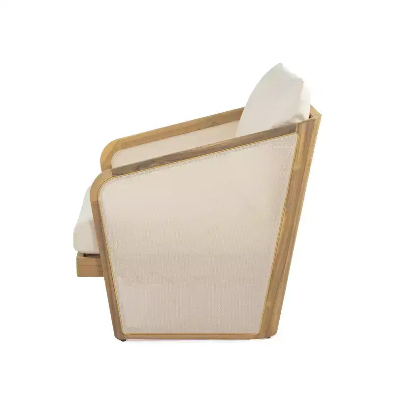 Whisen Fauteuil de club d'extérieur en bois d'acacia 1 pièce, chaise longue de patio avec coussins