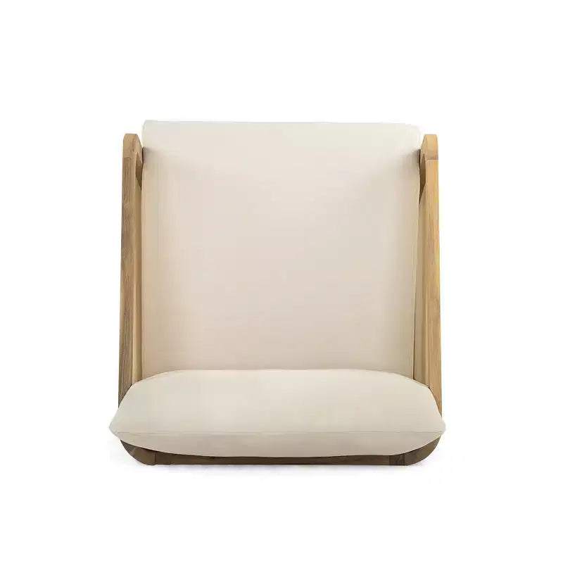 Whisen Fauteuil de club d'extérieur en bois d'acacia 1 pièce, chaise longue de patio avec coussins