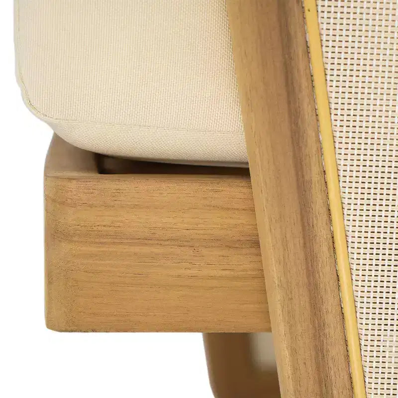 Whisen Fauteuil de club d'extérieur en bois d'acacia 1 pièce, chaise longue de patio avec coussins