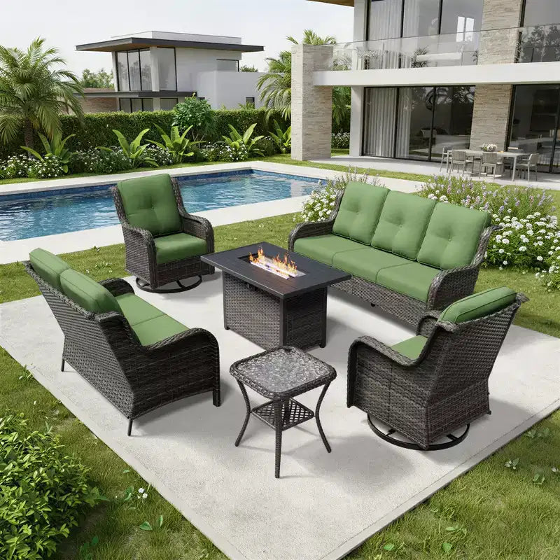Ensemble de canapés d'extérieur haut de gamme UPTIOT avec table brasero et fauteuils pivotants