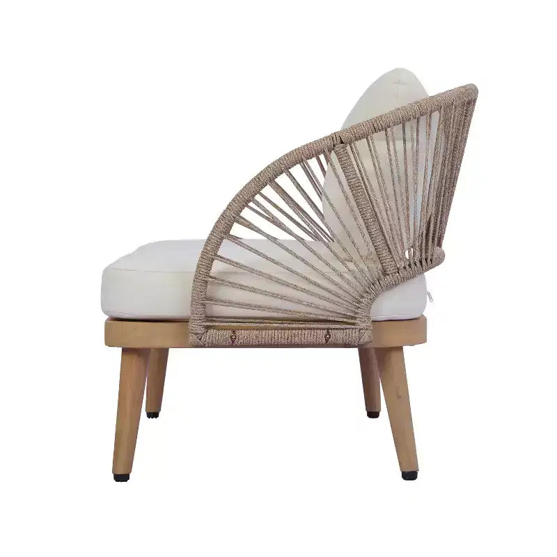Christopher Knight Home Eadith Ensemble de conversation d'extérieur en bois d'acacia avec accents de corde et table à lattes
